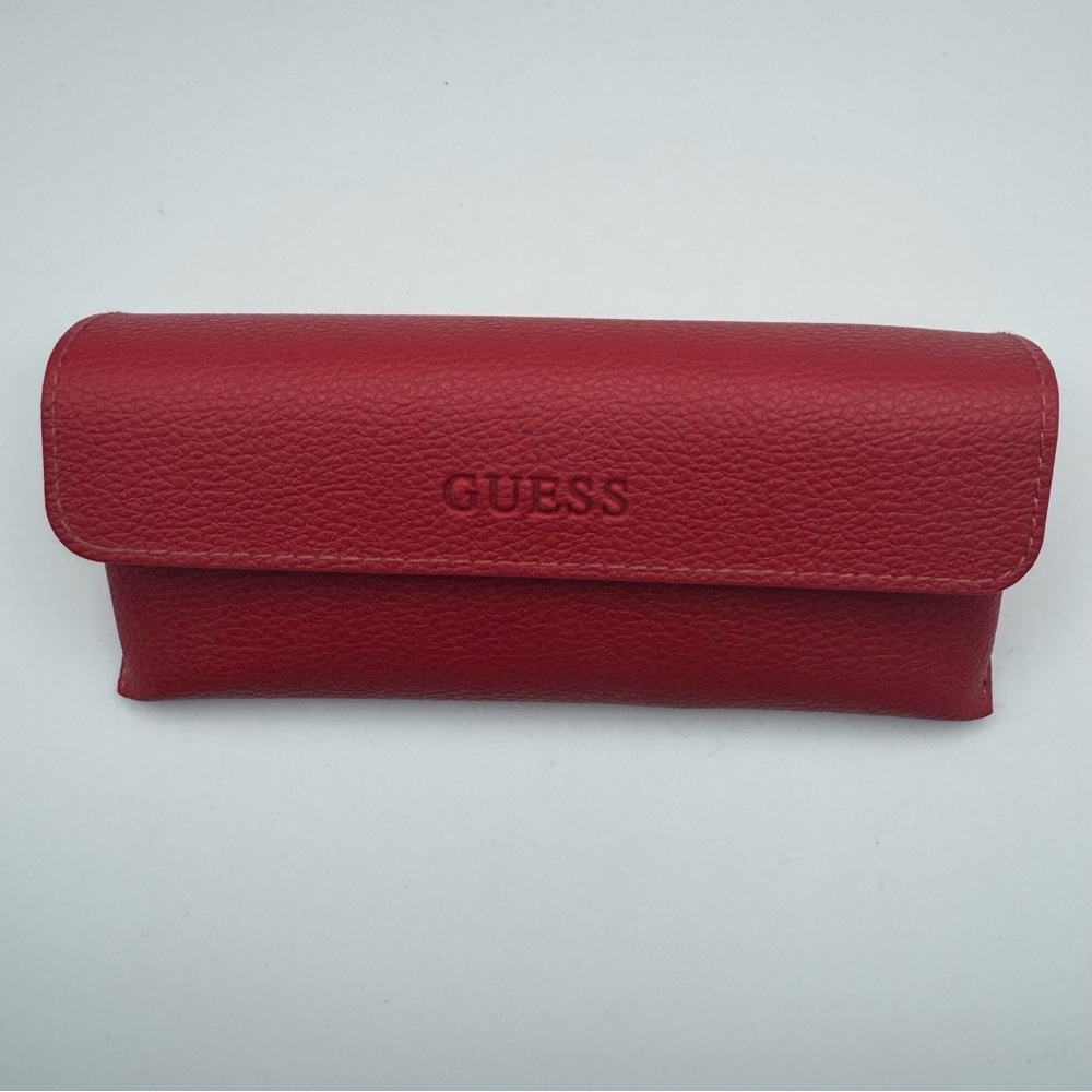 Guess Red Faux Leather Eyeglasses Case with Snap Closure